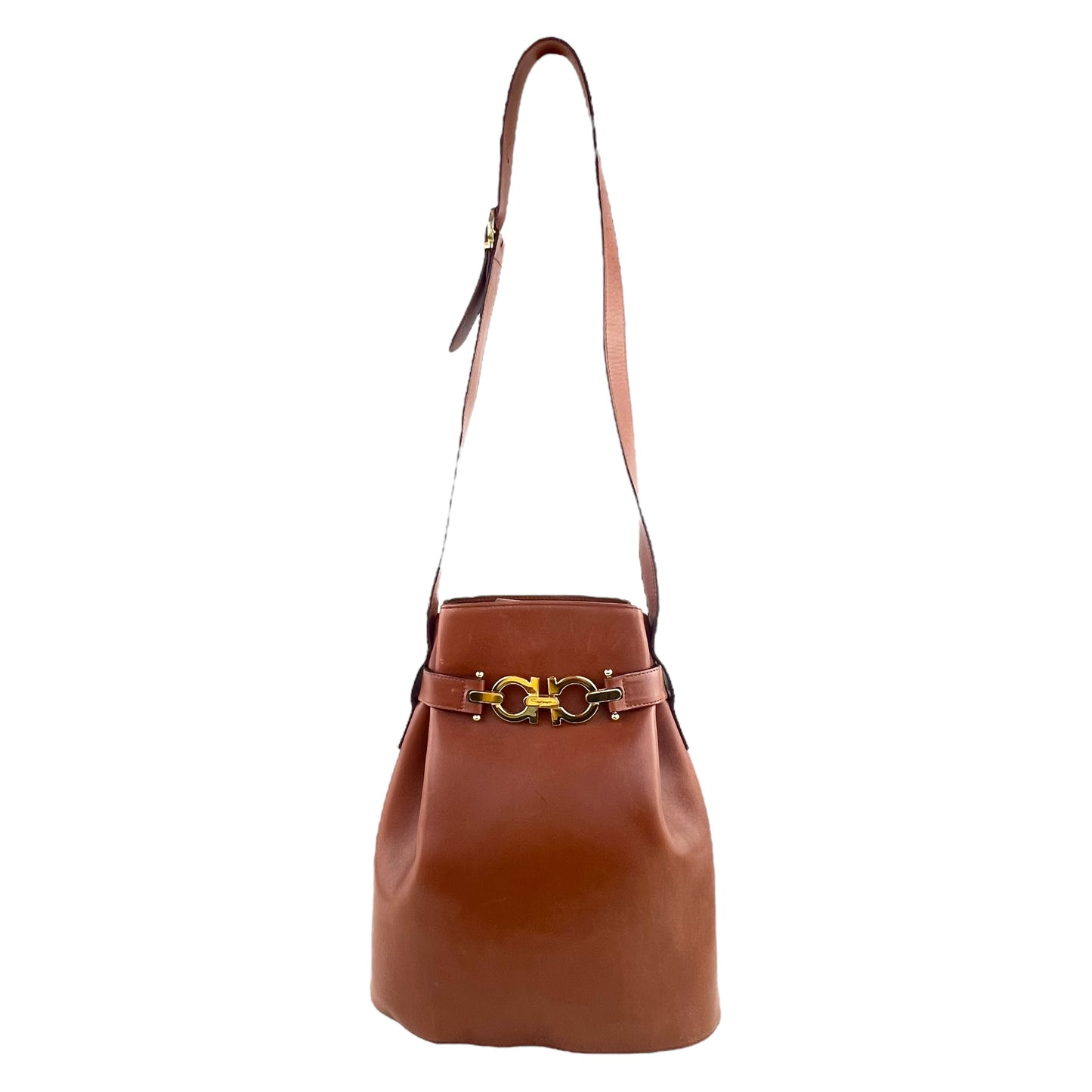 Ferragamo Vintage Gancini Leather Bucket Bag