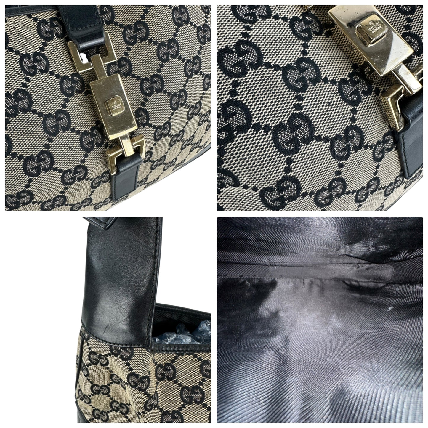 Gucci Monogram Canvas Jackie Shoulder Bag