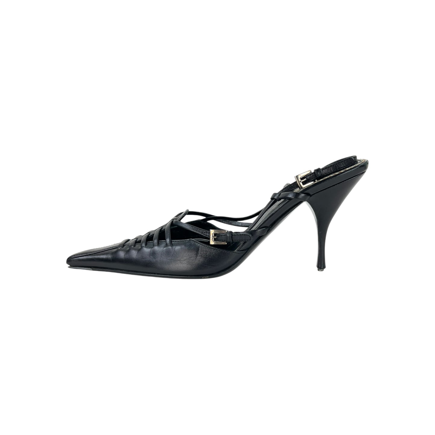 Prada Pointed Toe Leather Slingback Heels