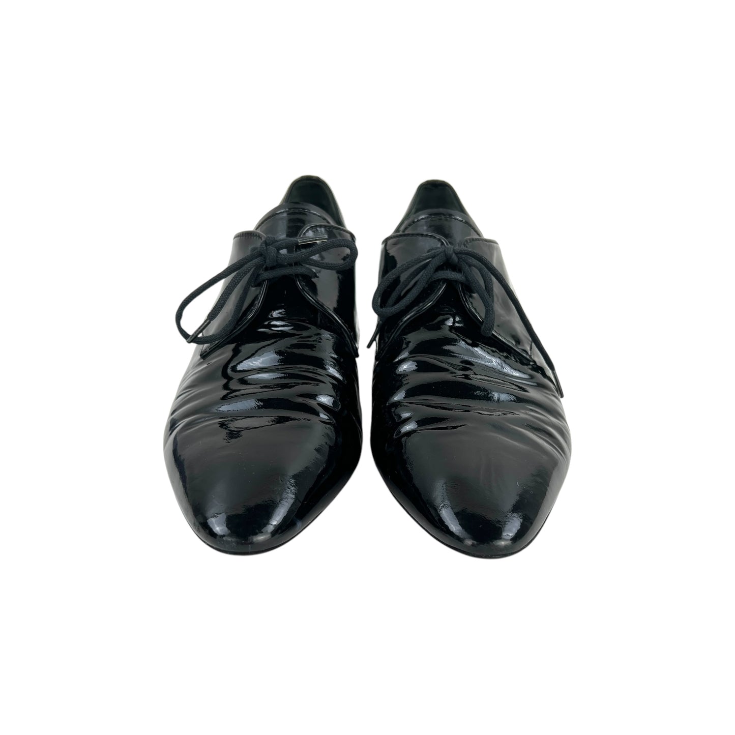 Prada Patent Leather Lace-Up Kitten Heel Shoes