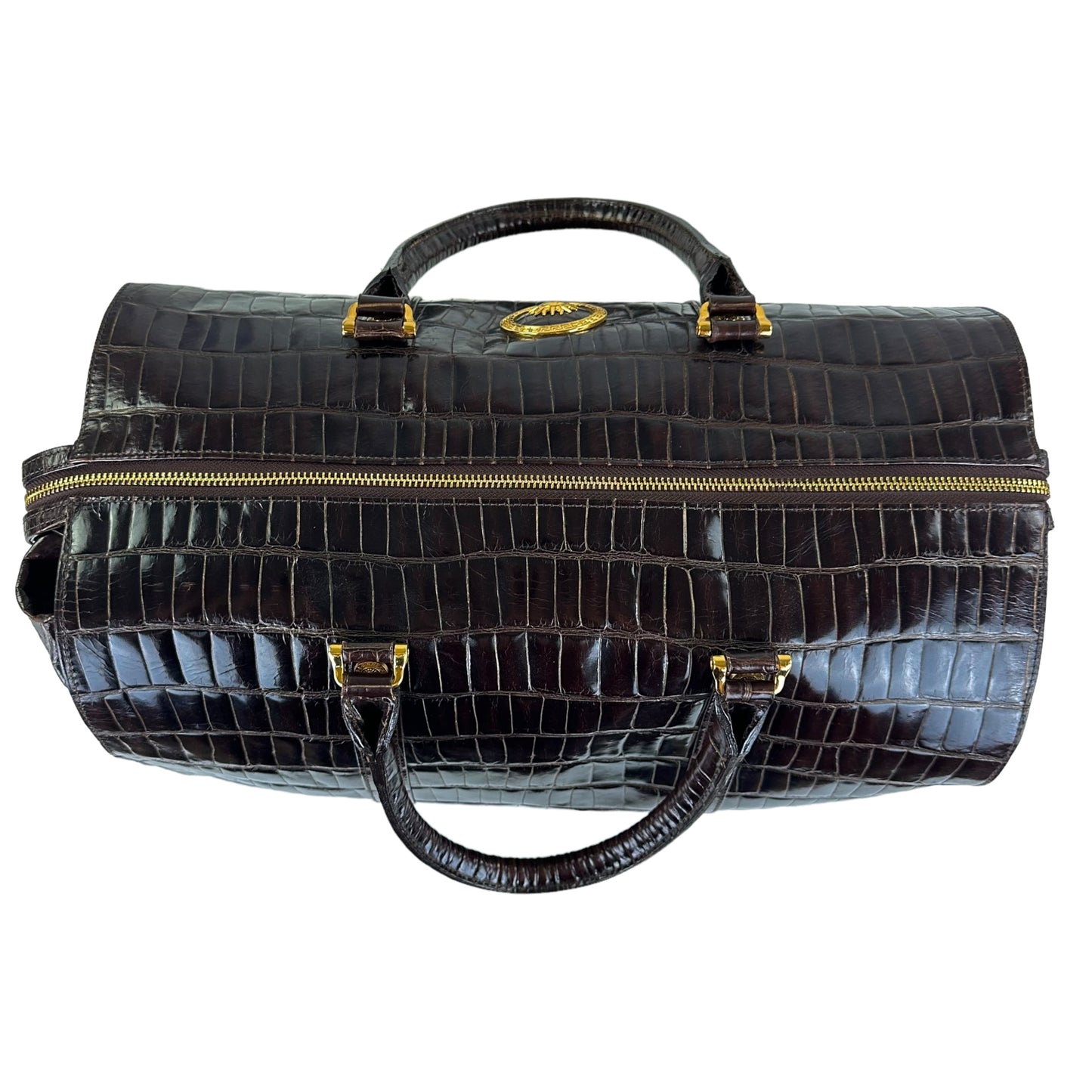 Versace Vintage Croc-Embossed Duffle Bag