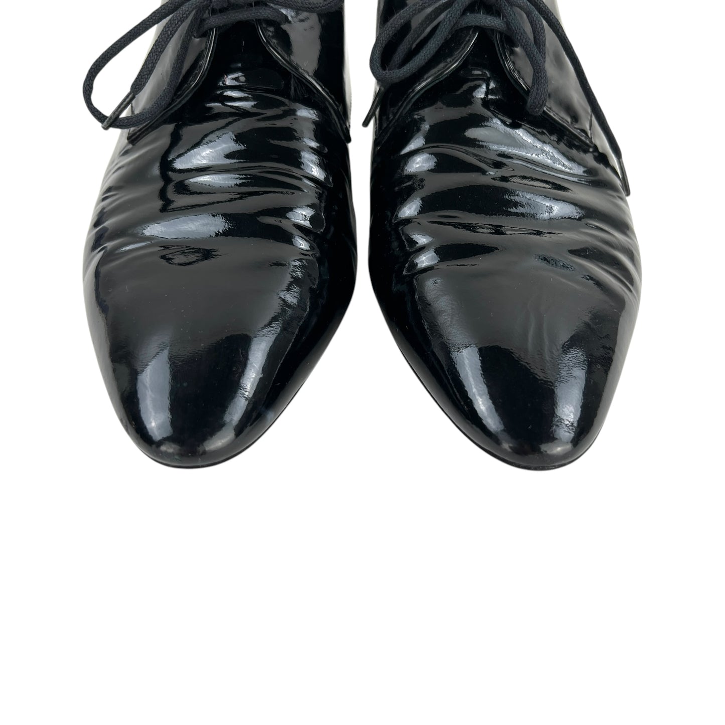 Prada Patent Leather Lace-Up Kitten Heel Shoes