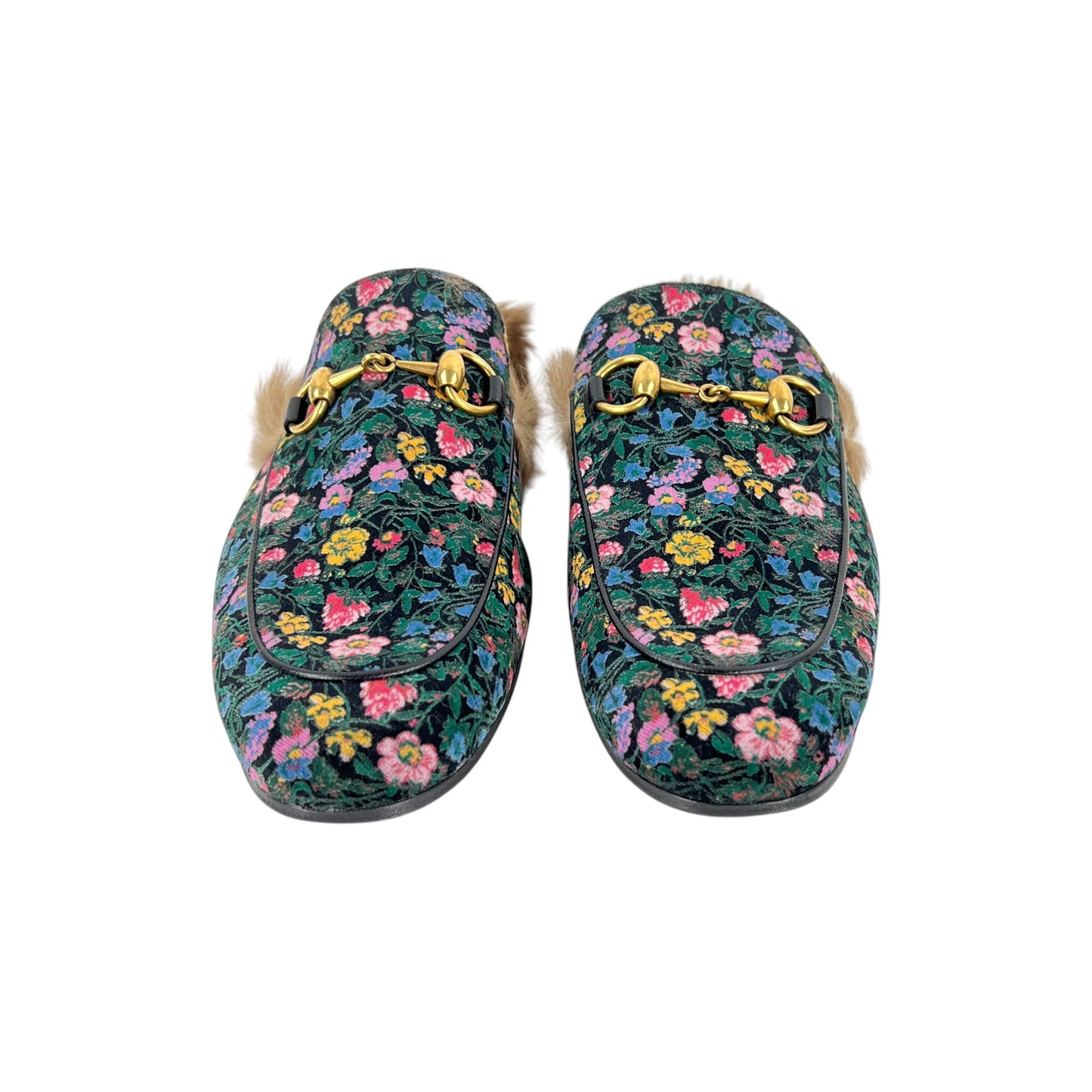 Gucci Princetown Velvet Floral Slippers