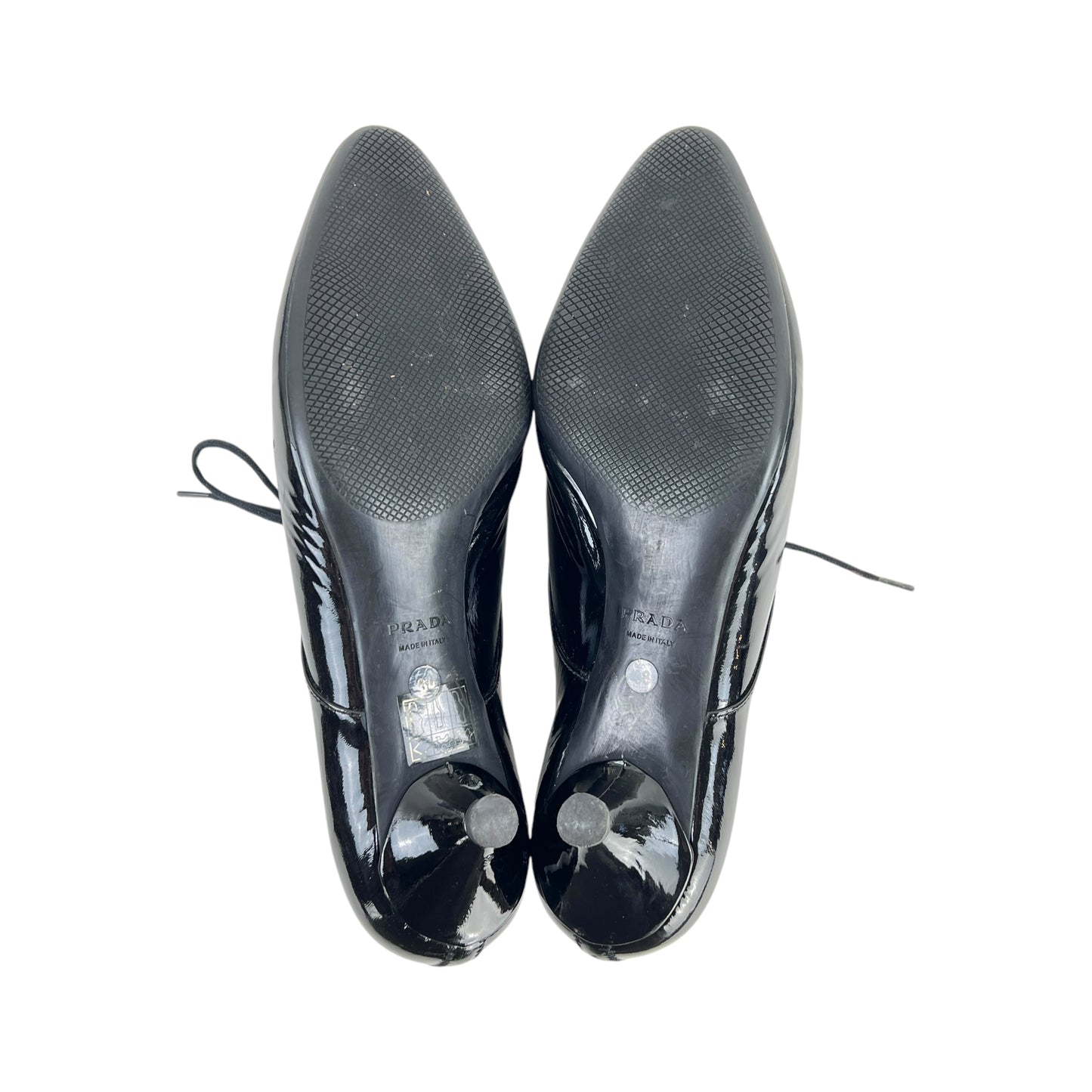 Prada Patent Leather Lace-Up Kitten Heel Shoes