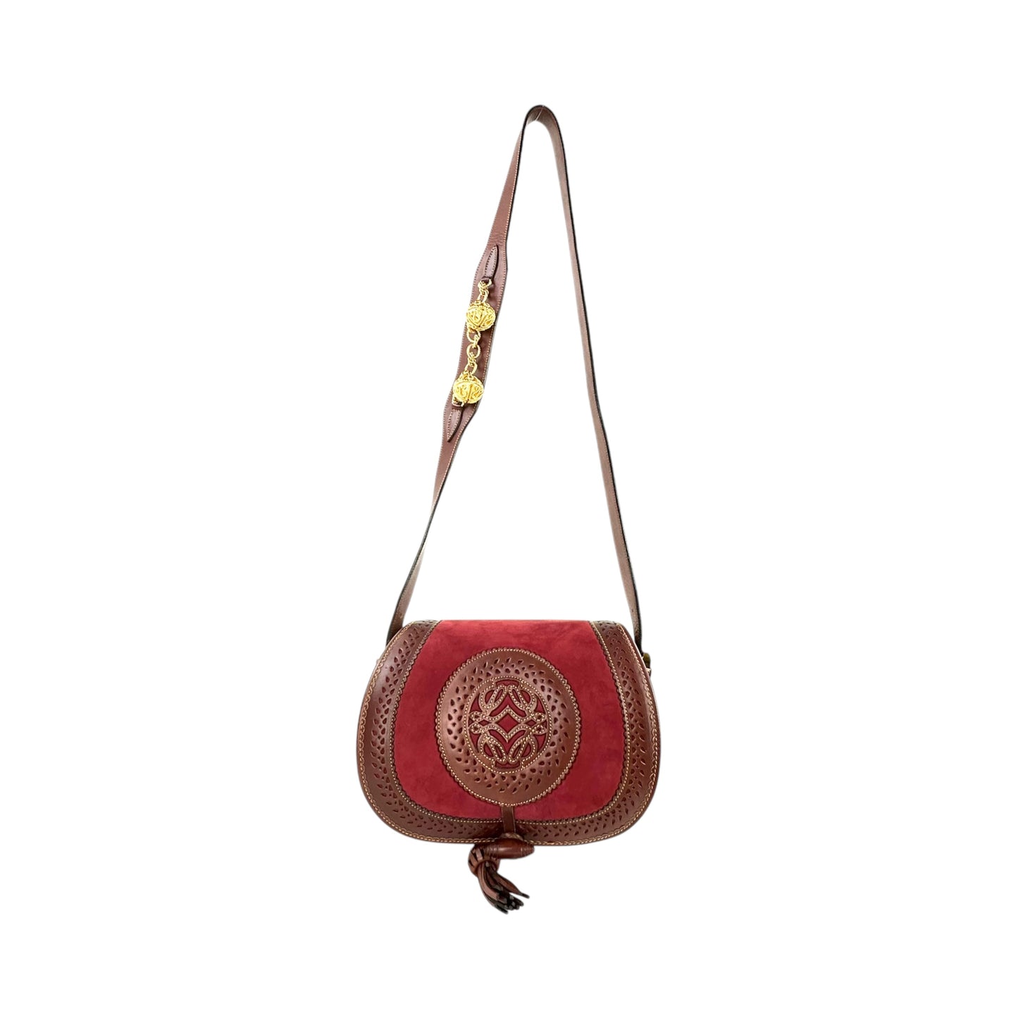 Loewe Vintage Anagram Sevilla Suede Leather Shoulder Bag