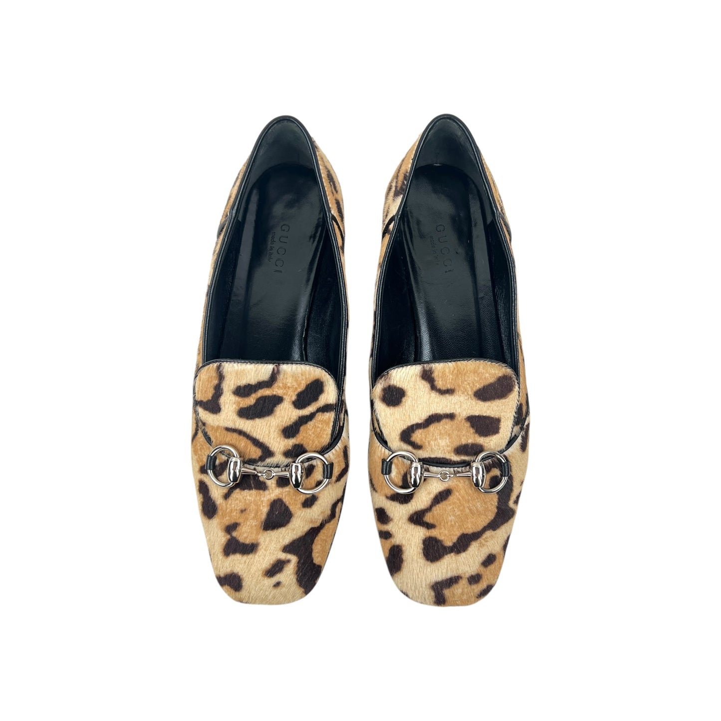 Gucci Horsebit Leopard Print Calf Hair Loafers