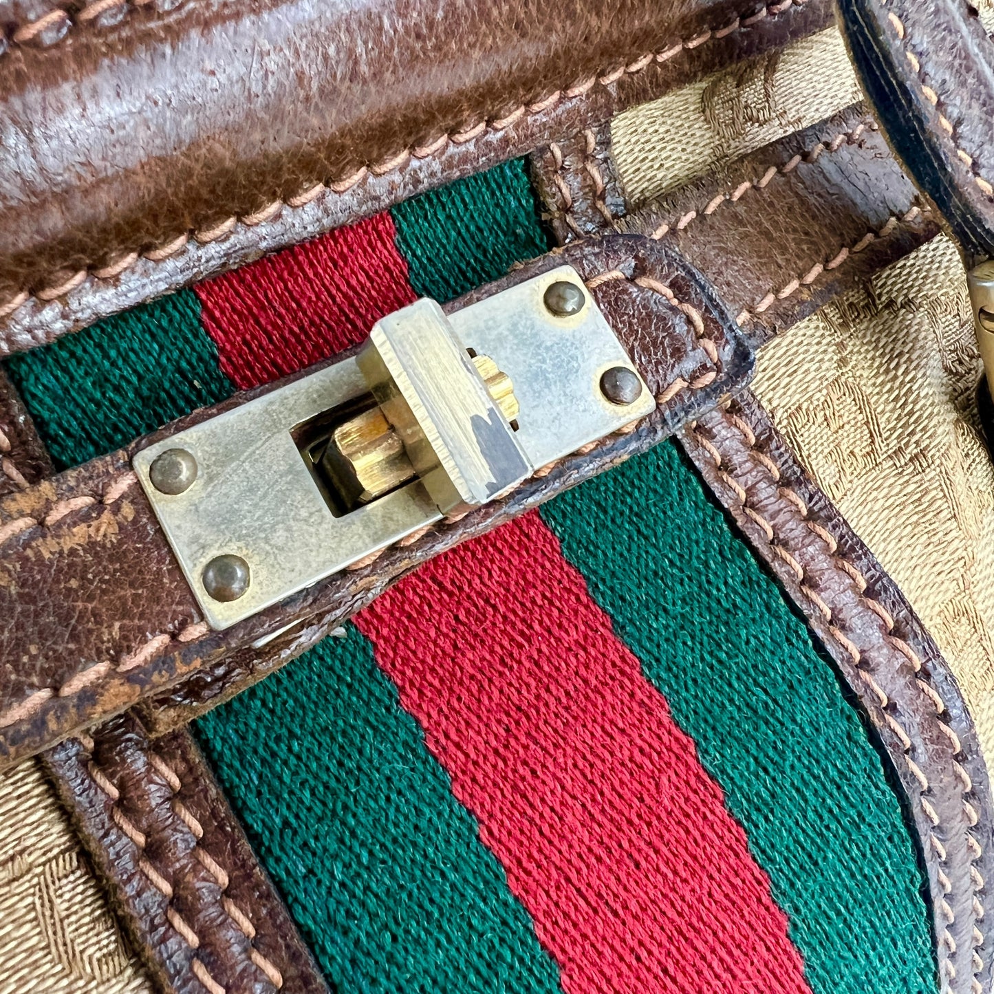 Gucci Vintage Monogram Web Turnlock Handbag