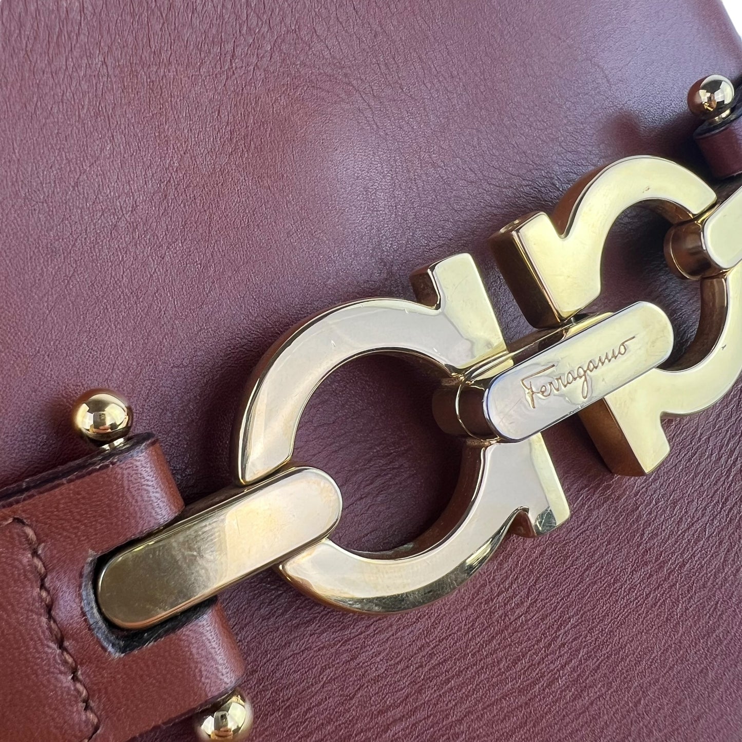 Ferragamo Vintage Gancini Leather Bucket Bag