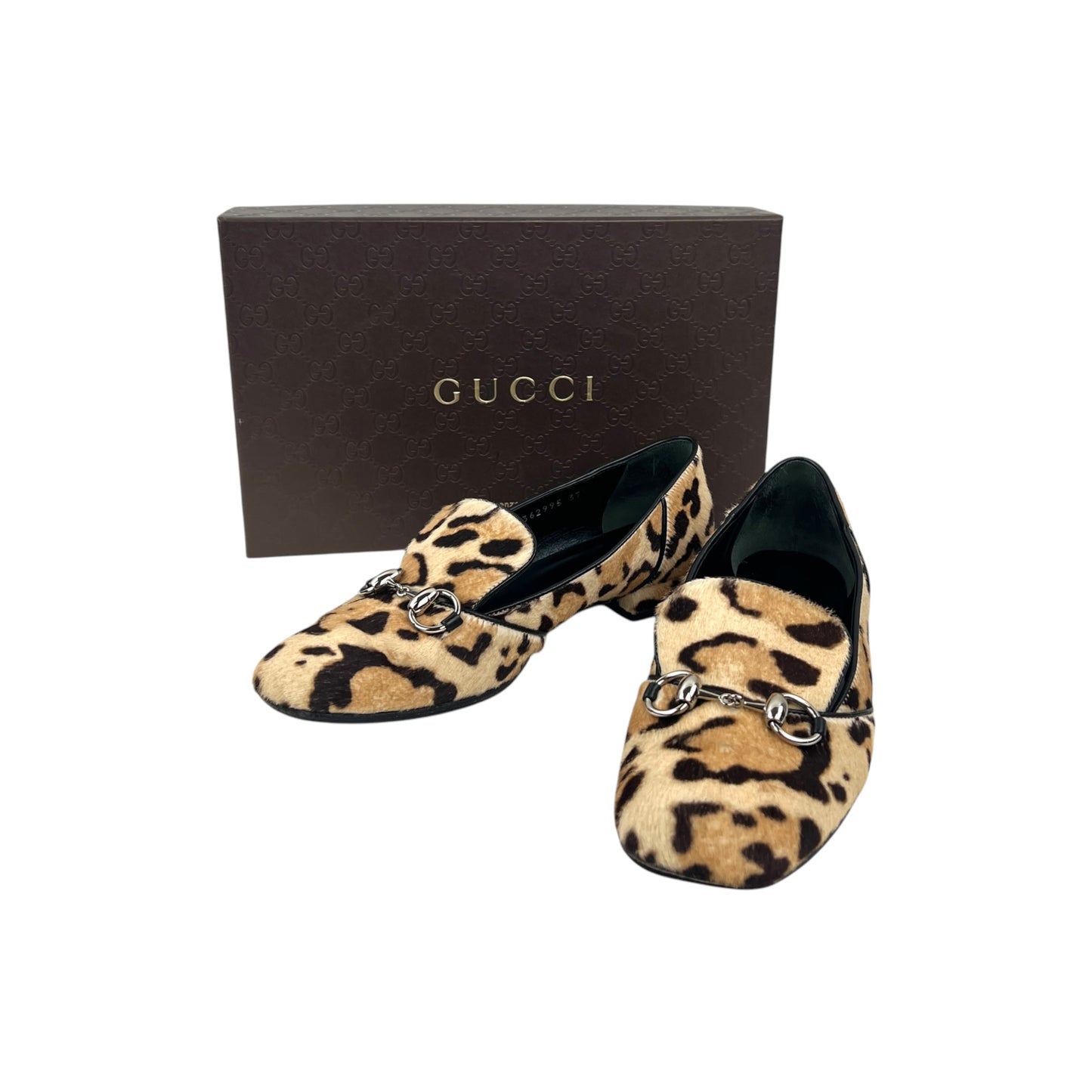 Gucci Horsebit Leopard Print Calf Hair Loafers