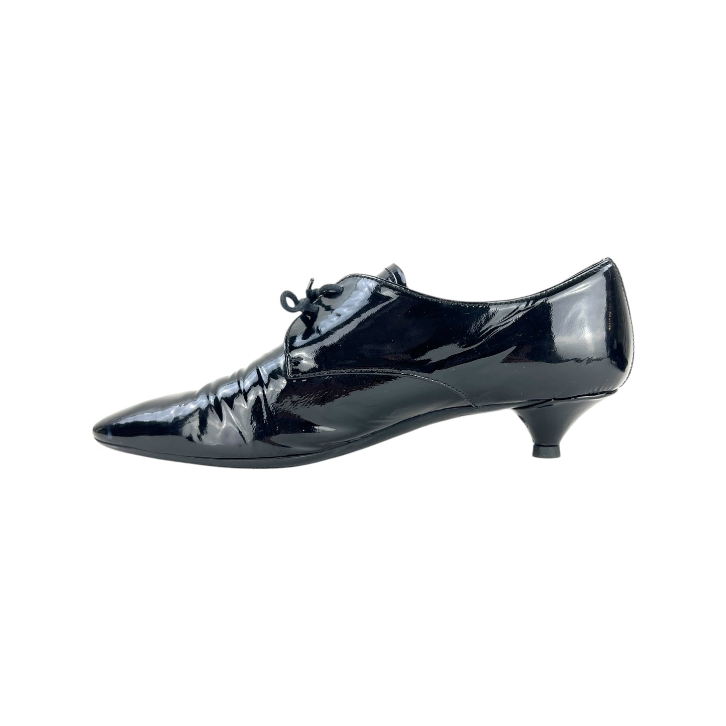 Prada Patent Leather Lace-Up Kitten Heel Shoes