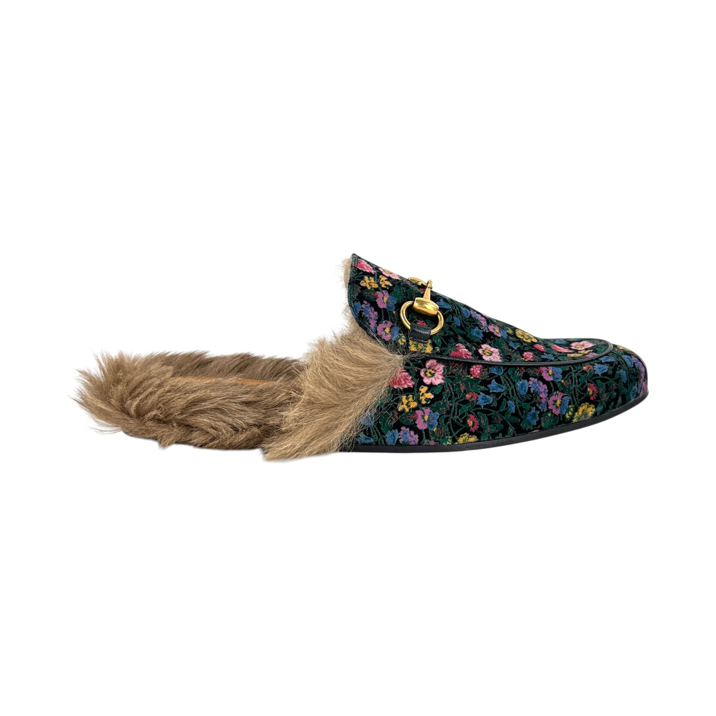 Gucci Princetown Velvet Floral Slippers