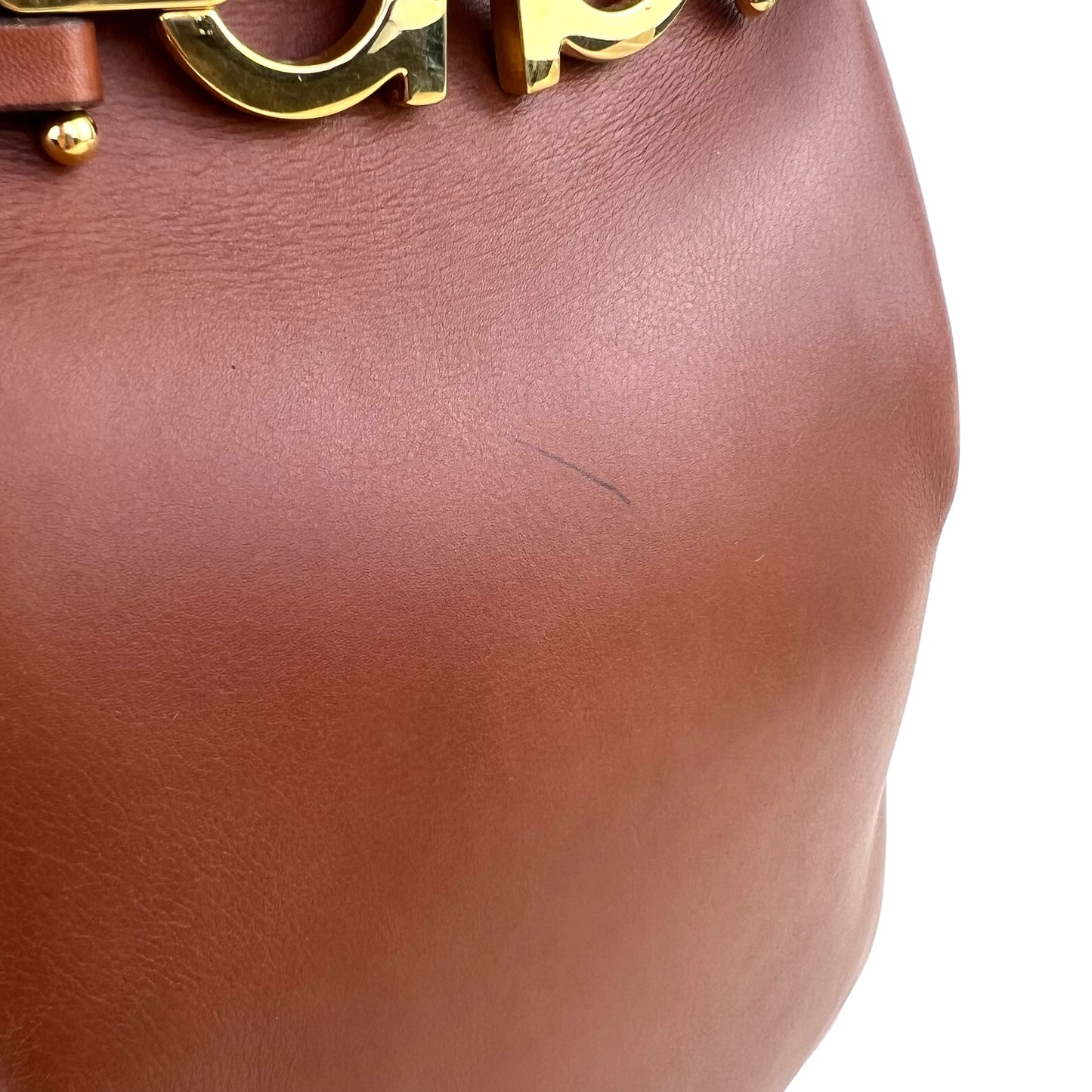 Ferragamo Vintage Gancini Leather Bucket Bag