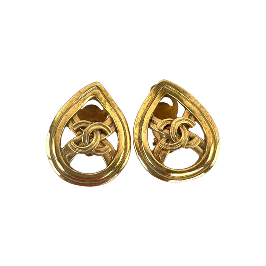 Chanel Vintage CC Teardrop Clip-On Earrings