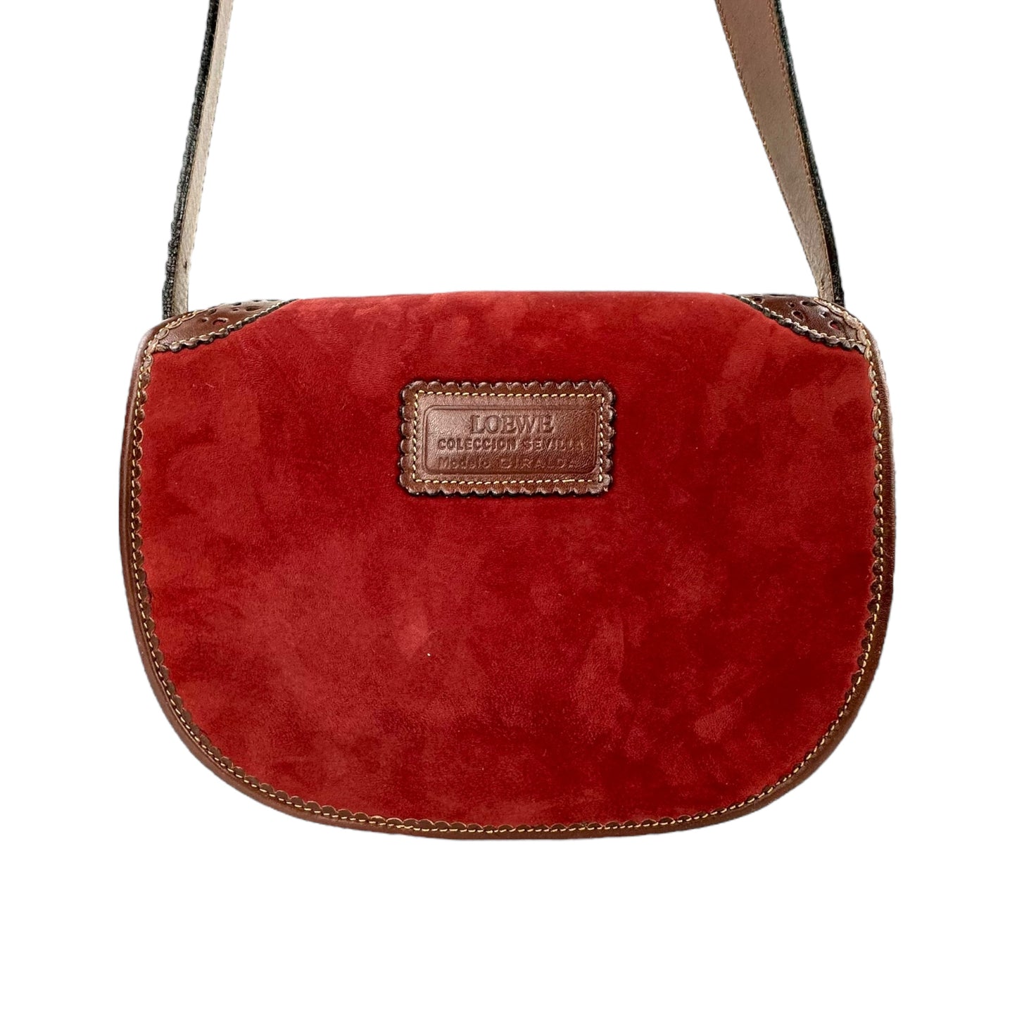 Loewe Vintage Anagram Sevilla Suede Leather Shoulder Bag