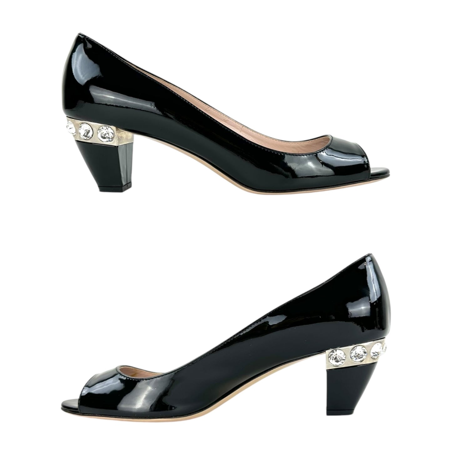 Miu Miu Patent Leather Peep Toe Heels