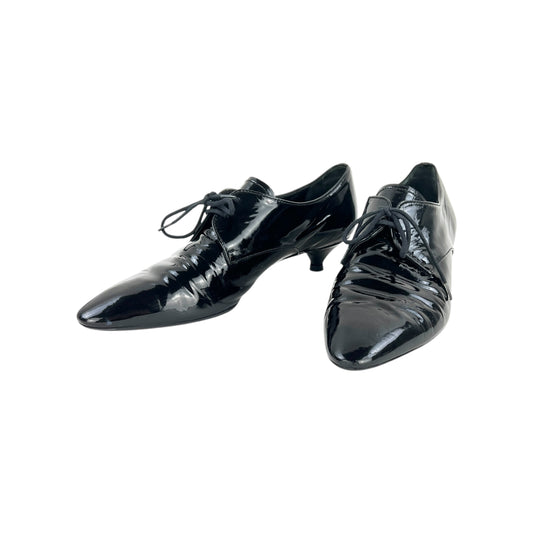 Prada Patent Leather Lace-Up Kitten Heel Shoes