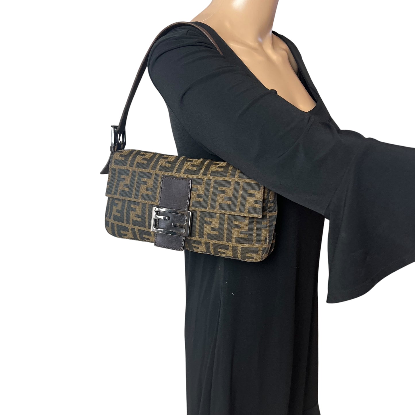 Fendi Vintage Zucca Canvas Baguette Shoulder Bag