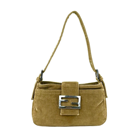 Fendi Corduroy Double Zipper Baguette Bag