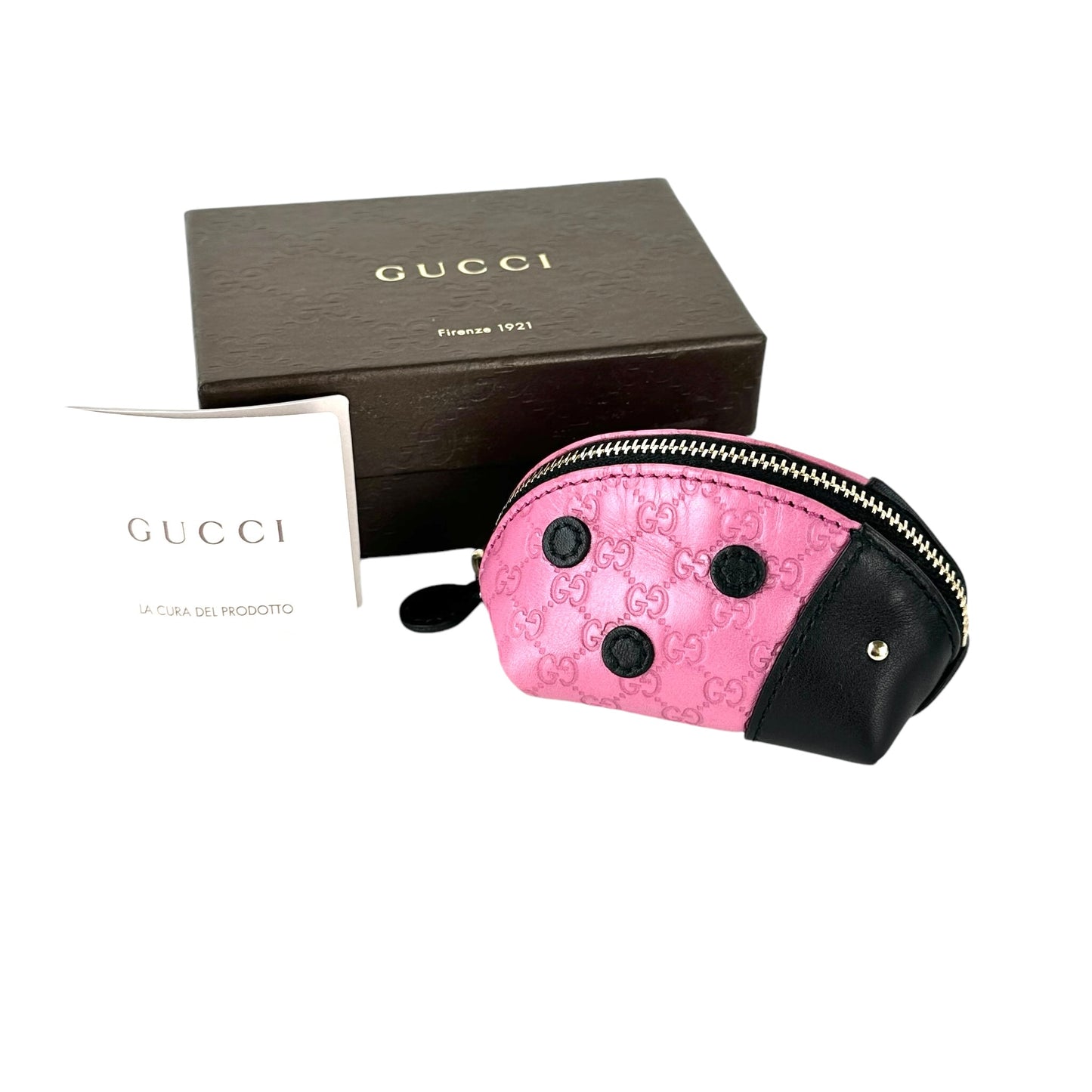 Gucci Microguccissima Leather Ladybug Coin Purse