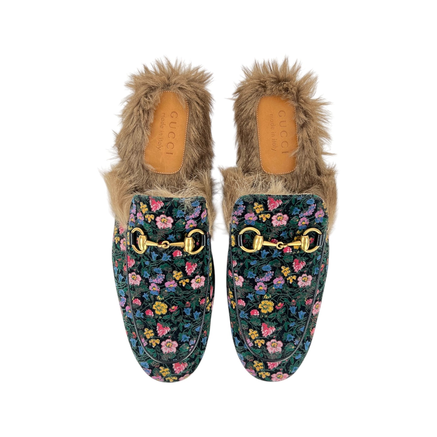 Gucci Princetown Velvet Floral Slippers