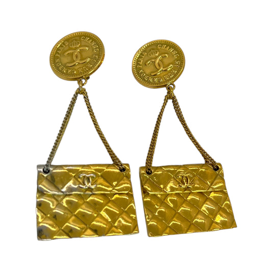 Chanel Vintage Matelasse Purse Clip-On Earrings