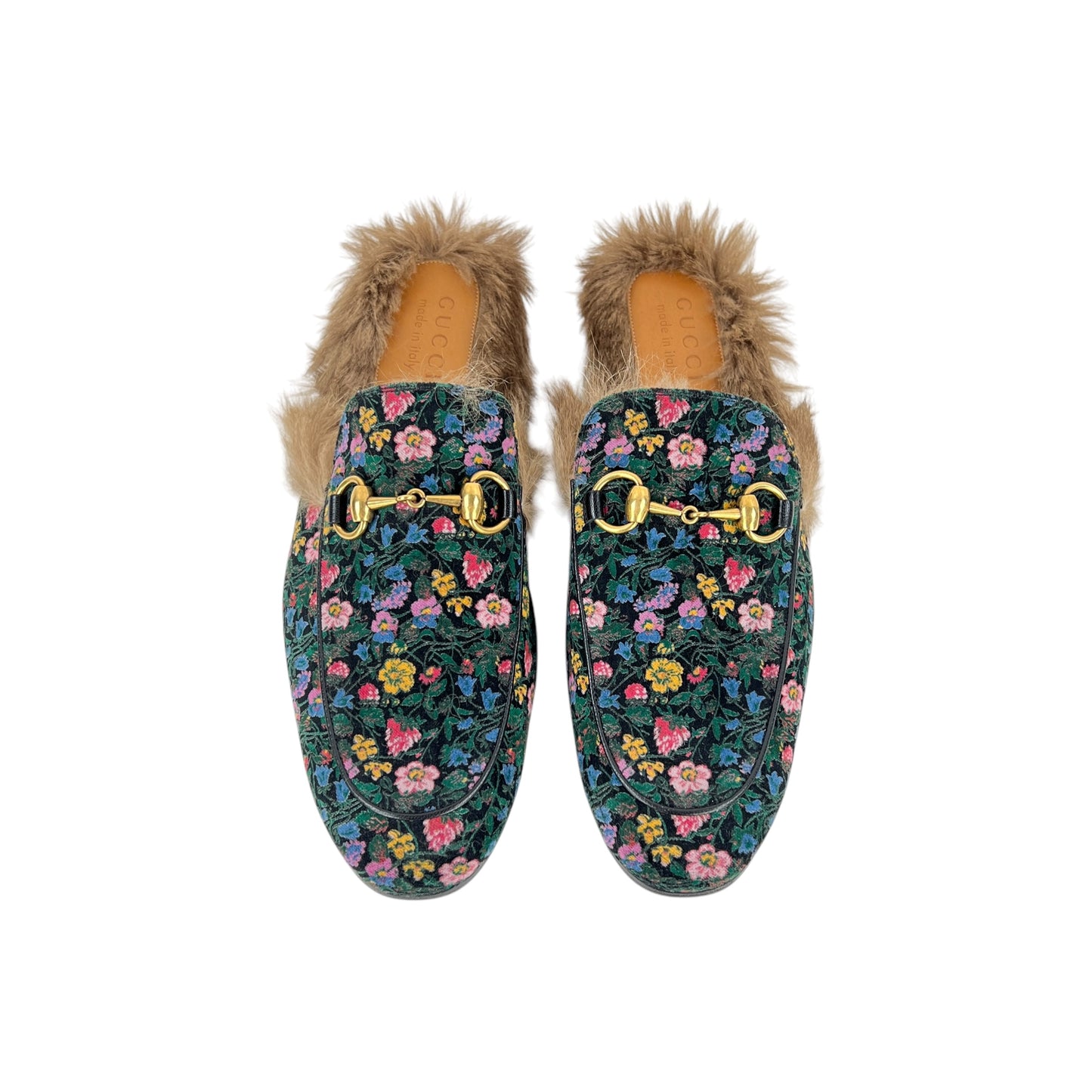 Gucci Princetown Velvet Floral Slippers