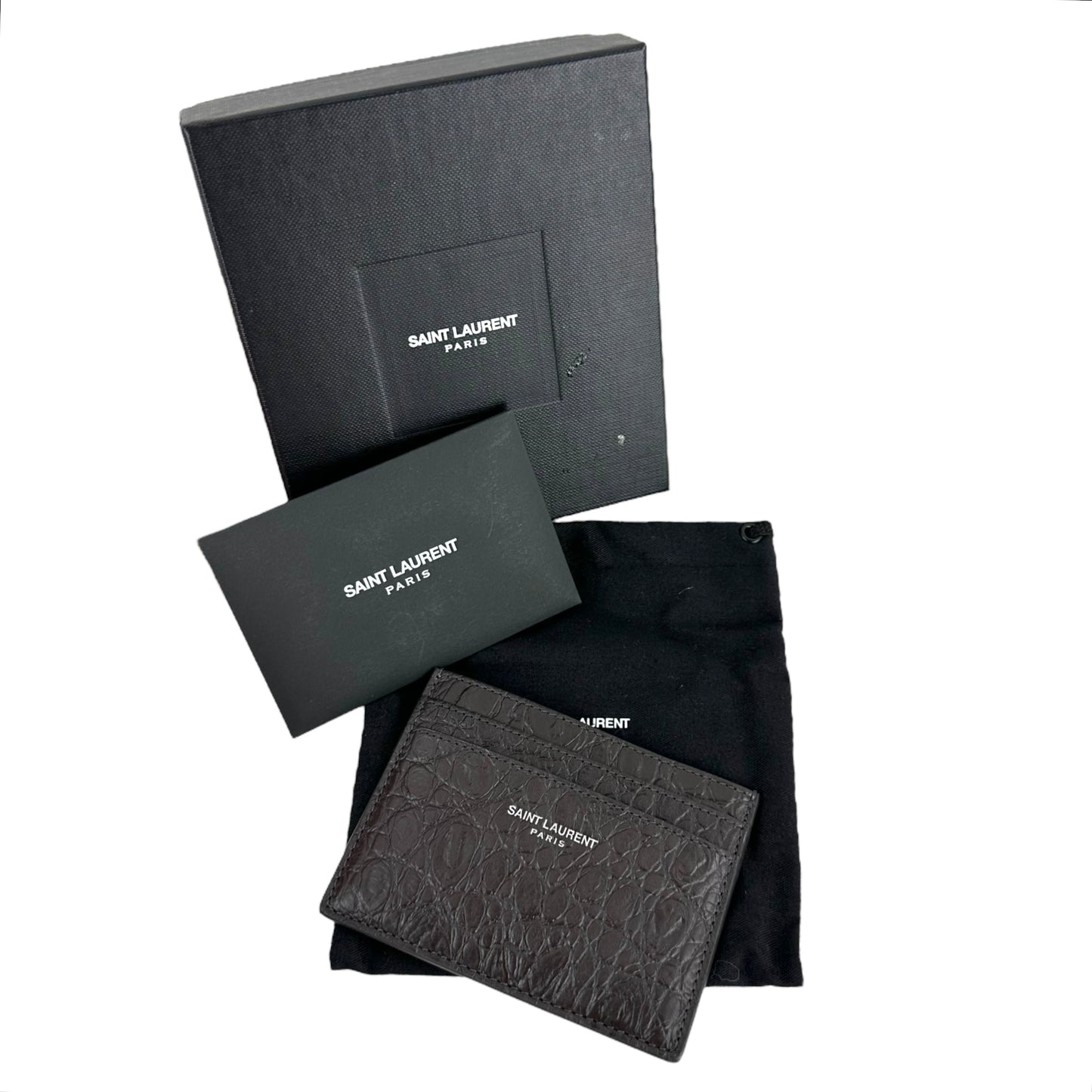 Saint Laurent Croc-Embossed Leather Cardholder