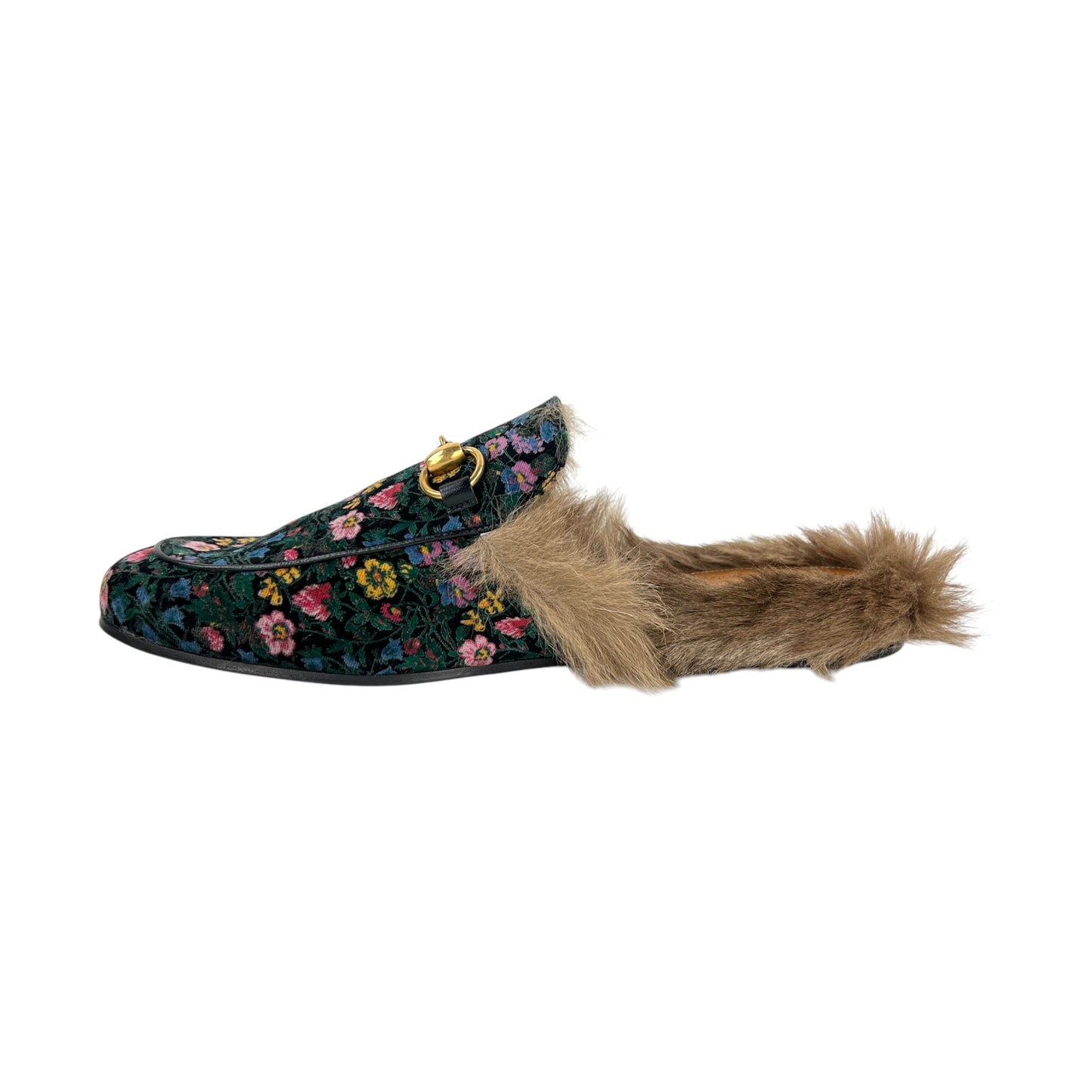 Gucci Princetown Velvet Floral Slippers