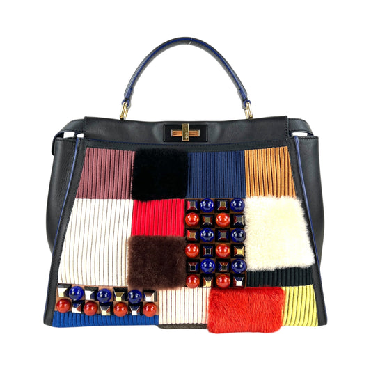 Fendi Studded Patchwork Peekaboo Handbag