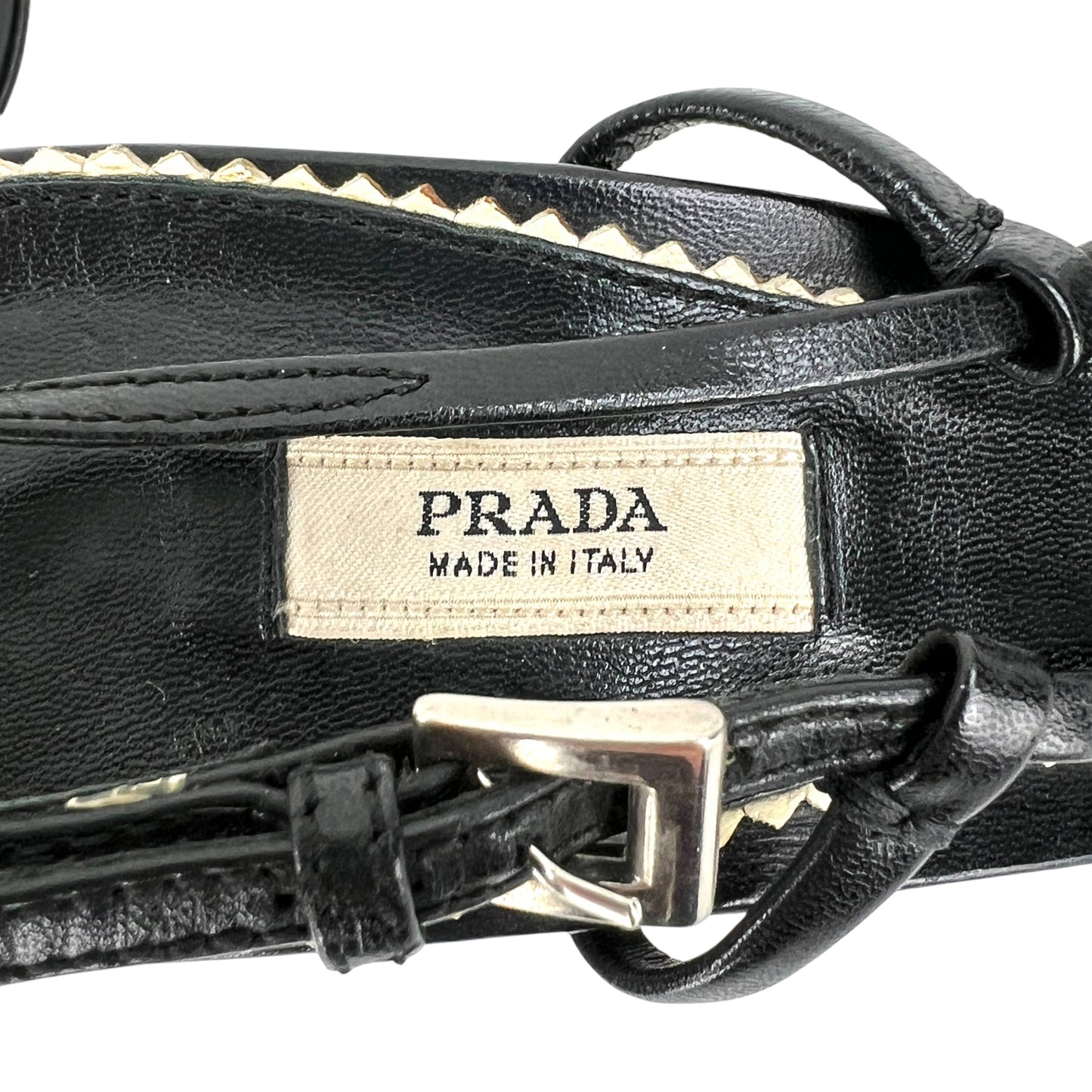 Prada Pointed Toe Leather Slingback Heels