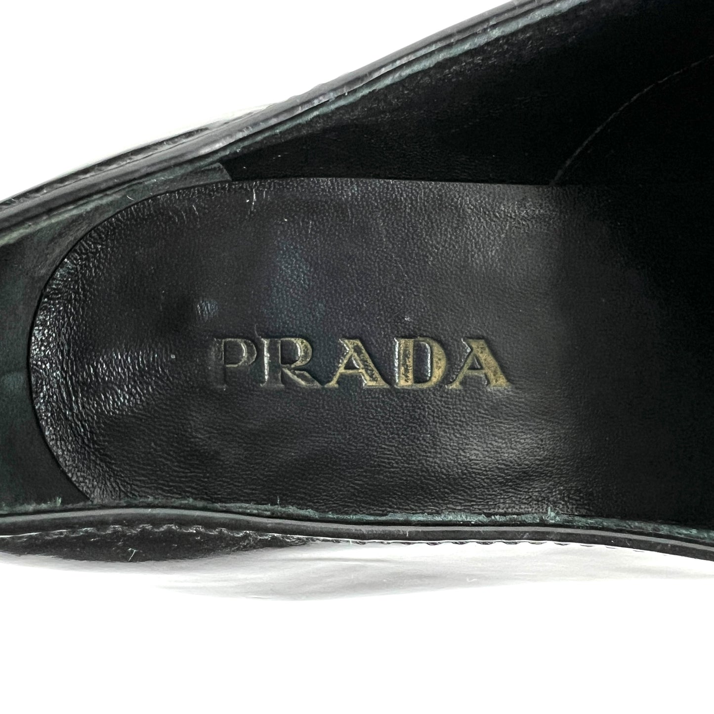 Prada Patent Leather Lace-Up Kitten Heel Shoes