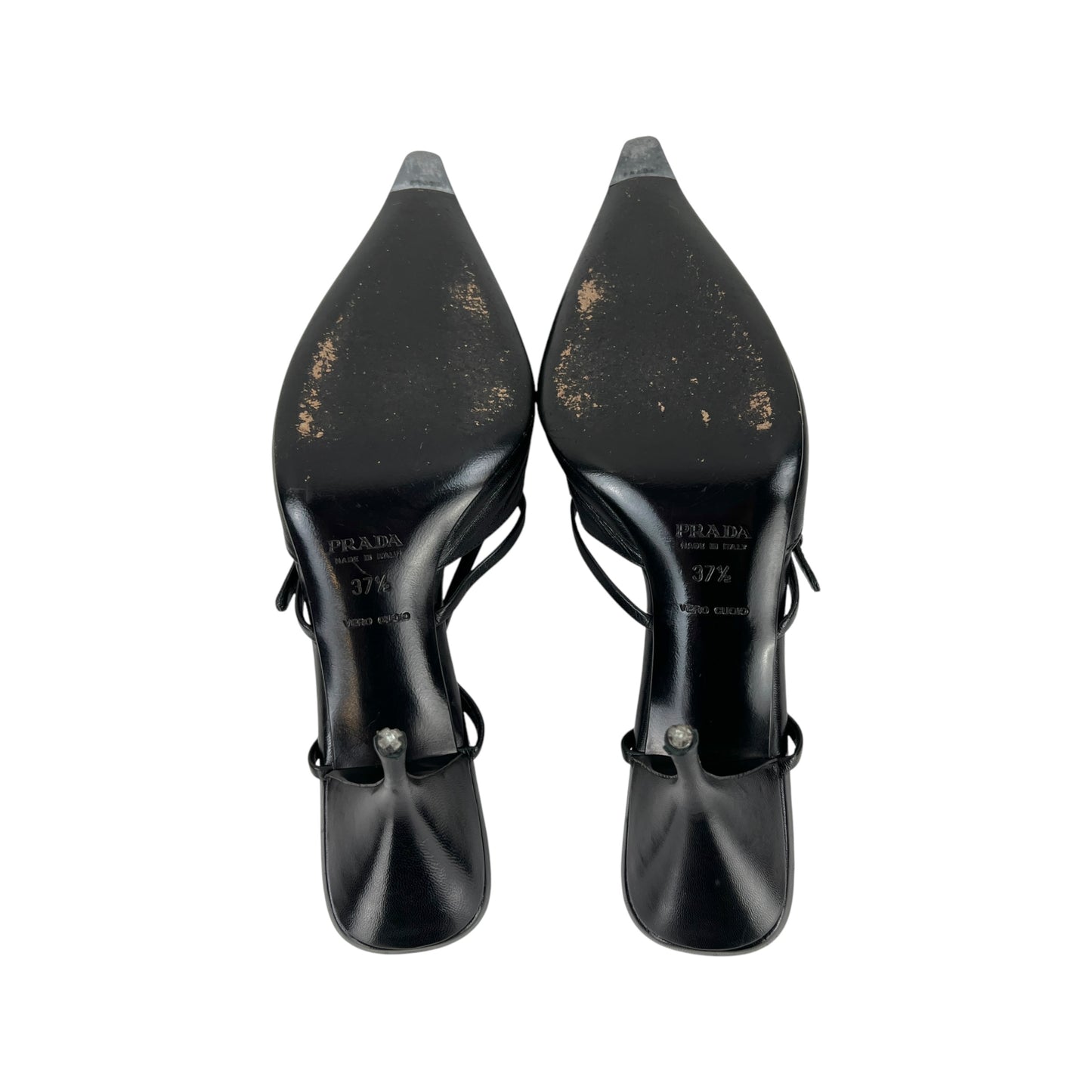 Prada Pointed Toe Leather Slingback Heels