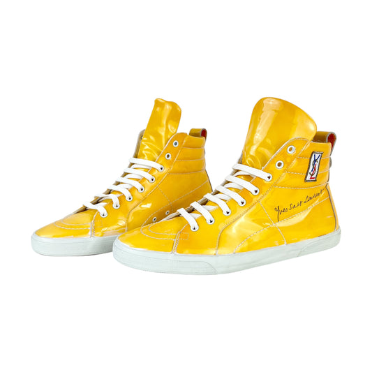 YSL Vintage Patent Leather High Top Sneakers