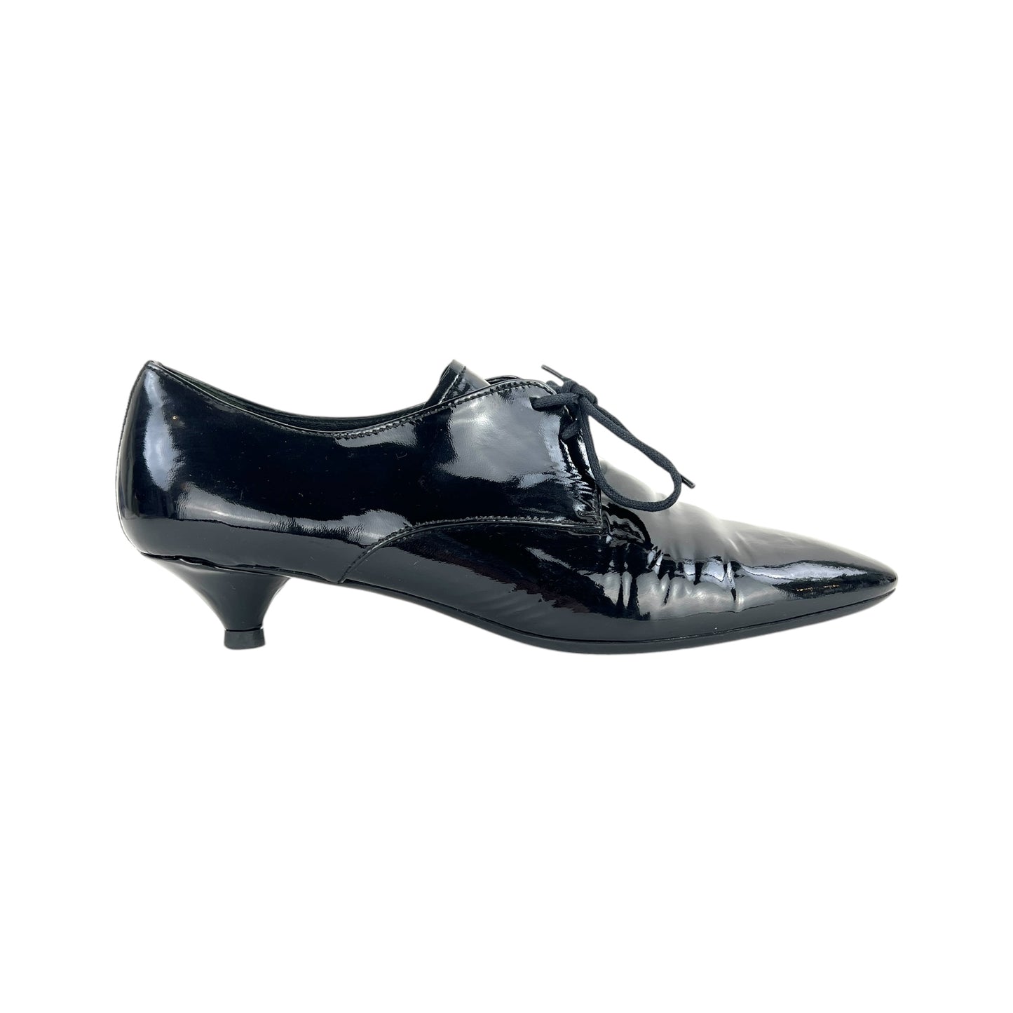 Prada Patent Leather Lace-Up Kitten Heel Shoes