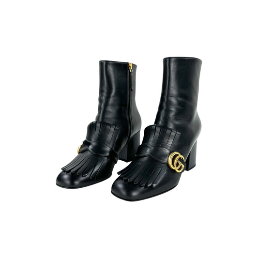 Gucci GG Marmont Fringe Leather Boots