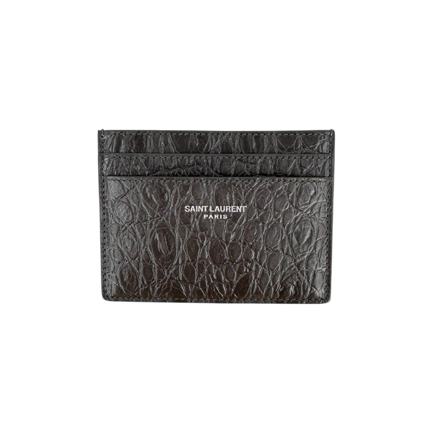 Saint Laurent Croc-Embossed Leather Cardholder