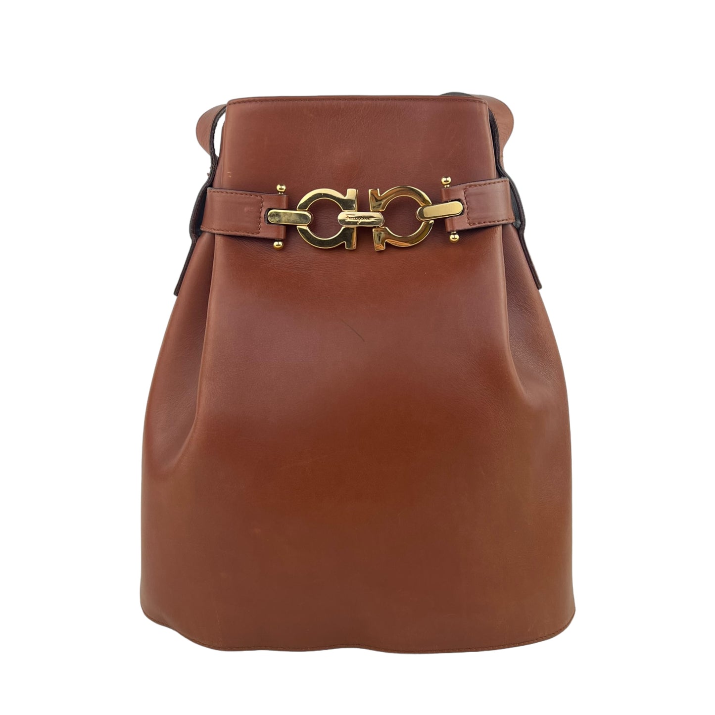 Ferragamo Vintage Gancini Leather Bucket Bag