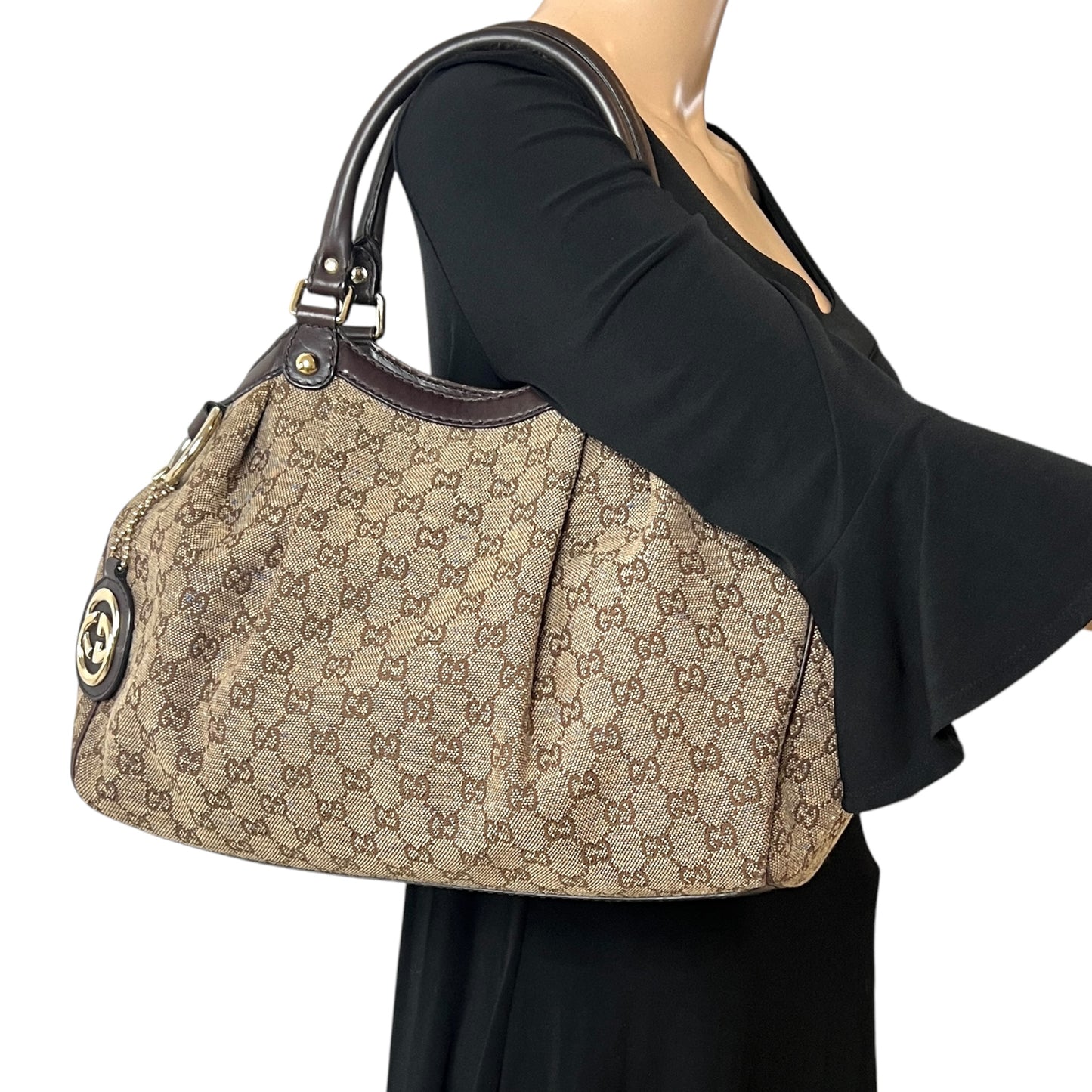 Gucci Monogram Canvas Sukey Shoulder Bag