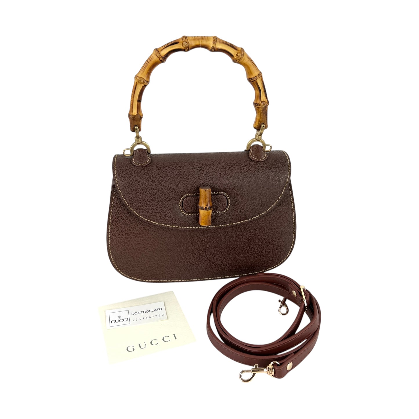 Gucci Vintage Bamboo Leather Handbag