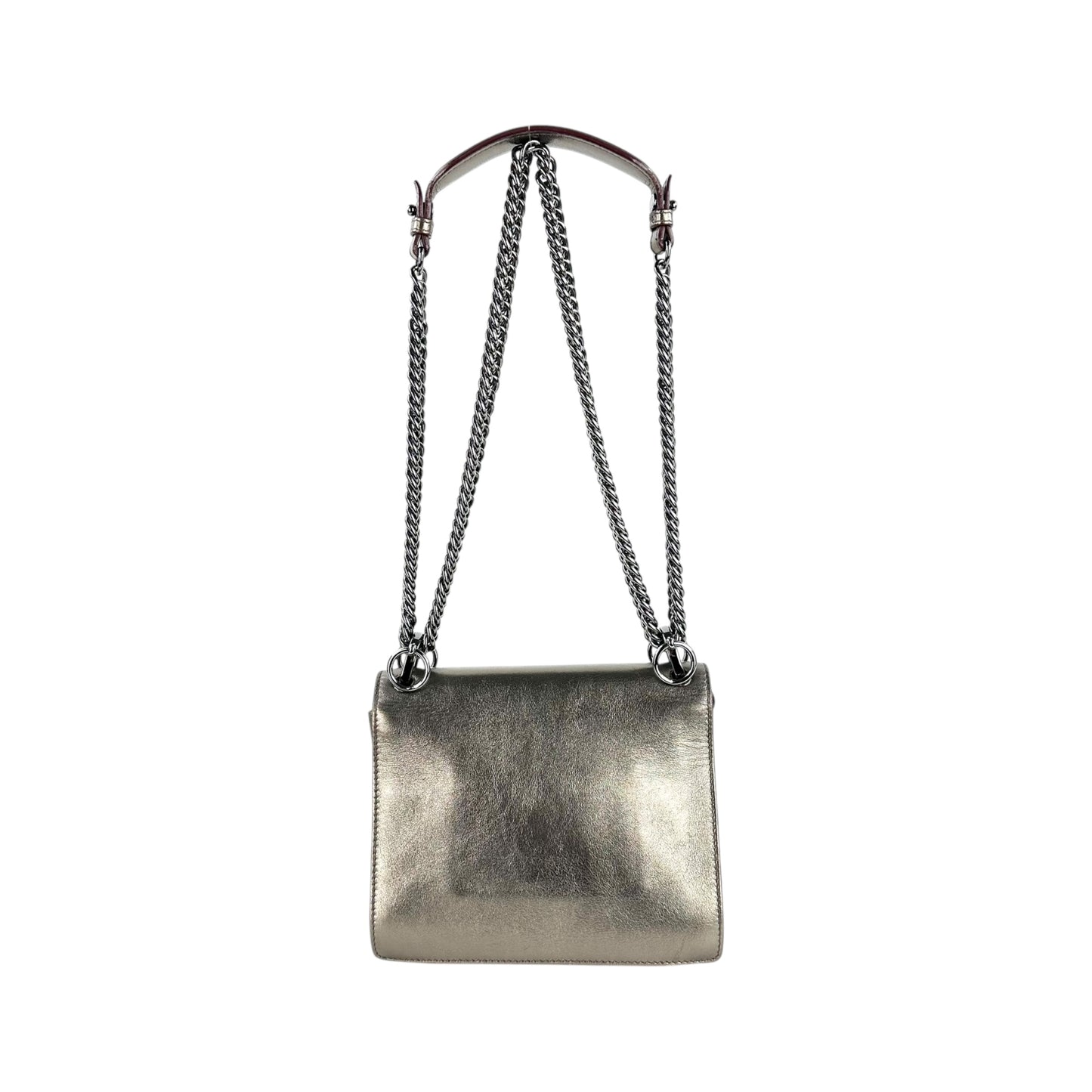 Fendi Mini Kan Studded Metallic Leather Chain Shoulder Bag