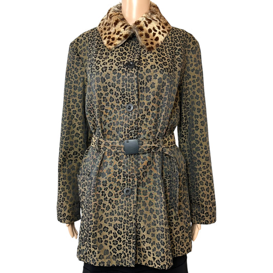 Fendi Vintage Leopard Print Fur Collar Coat