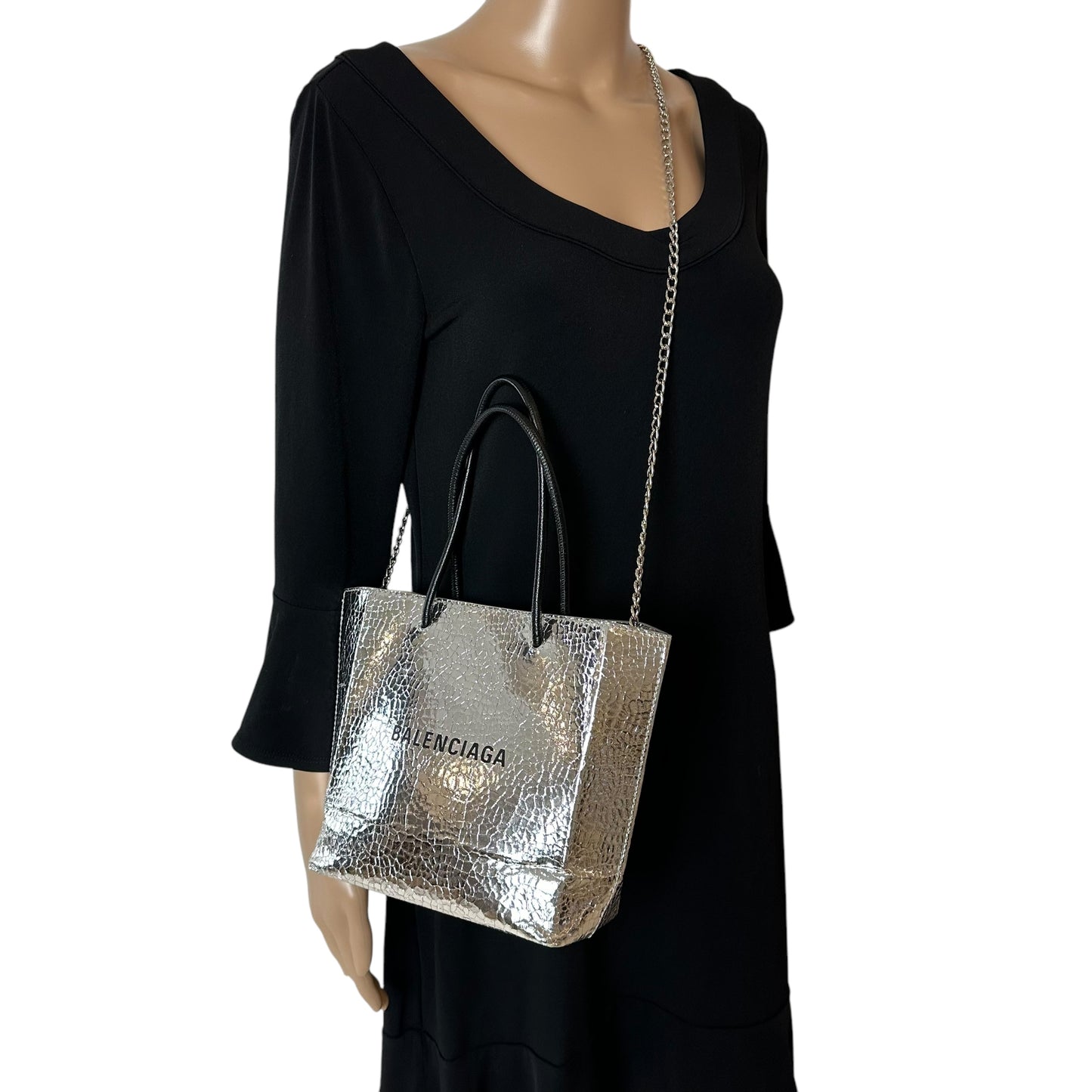 Balenciaga Metallic Shopping Tote Bag