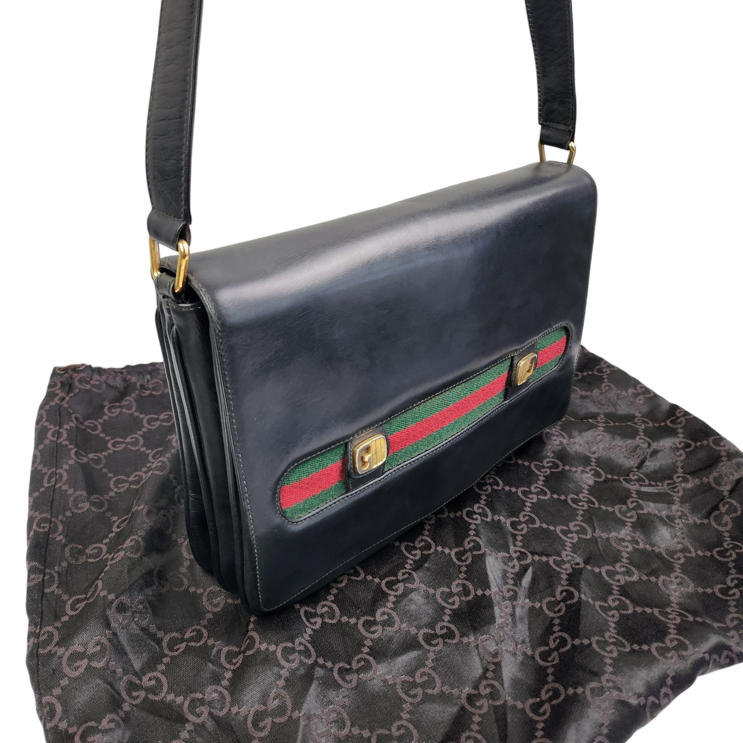 Gucci Vintage Sherry Line Leather Shoulder Bag