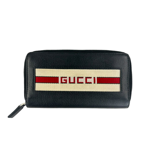 Gucci Sport Black Leather Zip Around Long Wallet