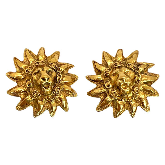 Chanel Vintage Sun Lion Clip-On Earrings