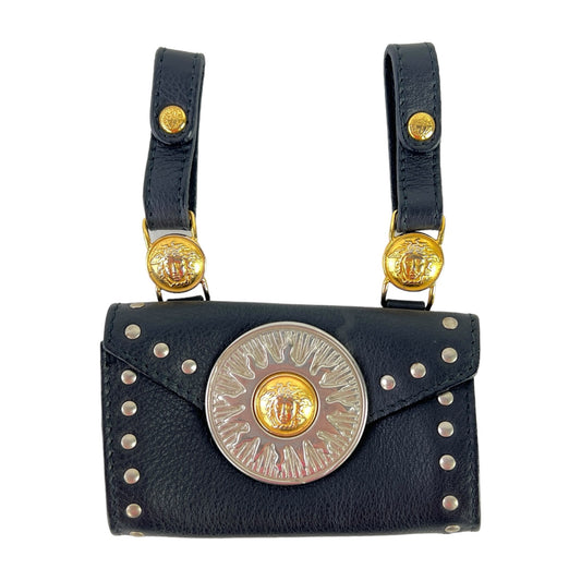 Versace Vintage Medusa Sunburst Leather Mini Belt Bag